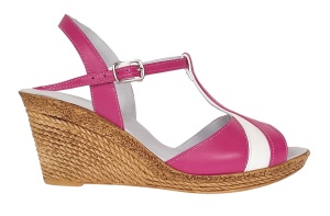 Sandale dama din piele naturala Roz cu Alb - Model cu toc de 7cm S61ROZ - Img 4
