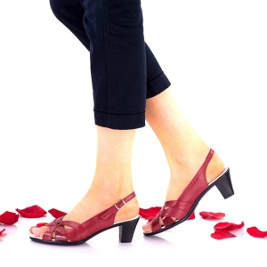 Sandale dama rosii din piele naturala, cu toc 5cm - NA229RPL - Img 3