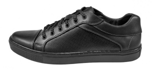 Sneakers barbati casual din piele naturala - Model Negru 1021 - Img 5