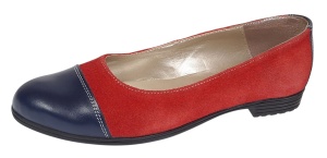 Balerini dama casual din piele naturala Rosu - Bleumarin RUTBLR