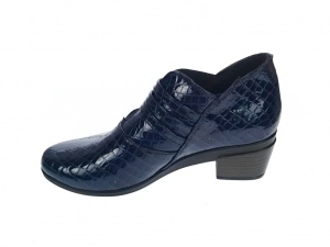 Botine dama din piele naturala Croco, Barete, Catarame argintii, Toc de 5 cm, Albastru - MVS63CTCRBL - Img 5