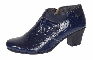 Botine dama din piele naturala cu fermoar MV4 Croco Bleumarin BT