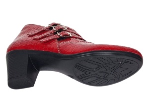 Botine dama rosii din piele naturala Croco cu toc de 6 cm BVS63CRR - Img 3
