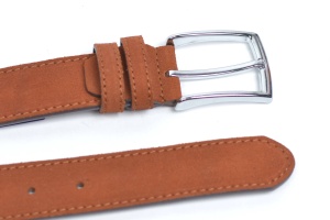 Curea barbati eleganta din piele naturala intoarsa, maro 3.5cm - CC2514MR - Img 4