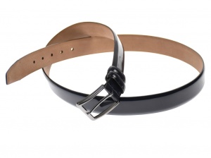 Curea barbati eleganta, din piele naturala lacuita bluemarin 3.5 cm - DR003LBLM - Img 3