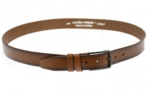 Curea barbati eleganta, din piele naturala, maro 3.5 cm - DR1535M - Img 3