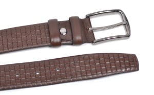 Curea barbati eleganta din piele naturala maro 3.5cm - DR240M2 - Img 3