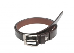 Curea barbati eleganta, mata, maro inchis, din piele naturala 3cm CLK195M - Img 2