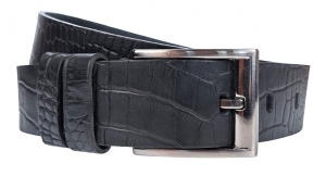 Curea barbati, eleganta, pentru costum, din piele croco, Negru, 3.5cm - CK56N