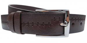 Curea barbati, eleganta, pentru costum, din piele naturala, maro, 3.2cm - CK45M - Img 2