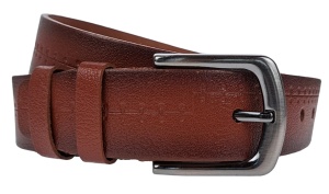 Curea barbati, eleganta, pentru costum, din piele naturala, Maro, 3.8cm - CK73M - Img 2