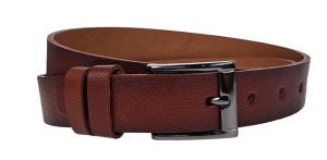 Curea barbati, eleganta, pentru costum, din piele naturala, Maro, 3cm - CK83M - Img 3