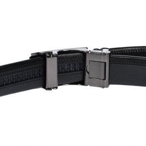 Curea din piele pentru barbati, catarama metalica fara ac, latime 3.5 cm, lungime reglabila, negru - LS226NSS - Img 3