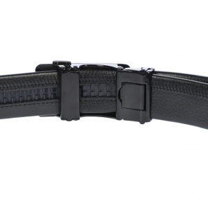 Curea din piele pentru barbati, catarama metalica fara ac, latime 3.5 cm, lungime reglabila, negru - LS221NNBR - Img 3