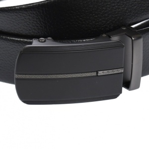 Curea din piele pentru barbati, catarama metalica fara ac, latime 3.5 cm, lungime reglabila, negru - LS237NNS - Img 3