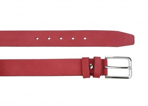 Curea unisex eleganta, rosie, din piele naturala 3 cm ALP616R - Img 2