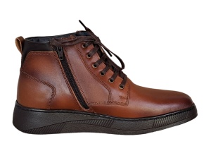 Ghete barbati Casual, din piele naturala imblanite, cu fermoar, Maro PH350MBOX - Img 7