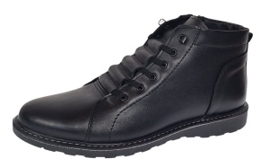 Ghete barbati casual din piele naturala imblanite Negre GS2021N - Img 6