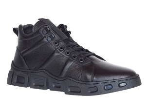 Ghete barbati casual din piele naturala (imblanite) Negru VIK851N - Img 7