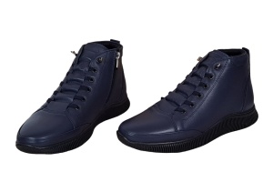 Ghete barbati din piele naturala cu fermoar, bleumarin model imblanit casual sport - Img 2