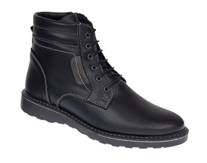 Ghete barbati din piele naturala cu siret si fermoar (imblanite) Corsa Negru GKR7XN