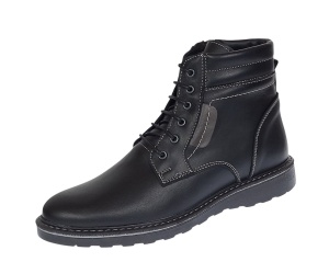 Ghete barbati din piele naturala cu siret si fermoar (imblanite) Corsa Negru GKR7XN - Img 10