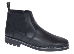 Ghete barbati din piele naturala imblanite cu fermoar Negru GB4101N
