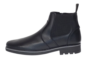 Ghete barbati din piele naturala imblanite cu fermoar Negru GB4101N - Img 7