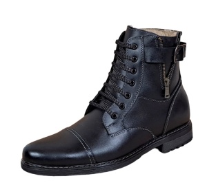 Ghete barbati, din piele naturala, imblanite, Negru Oxford - 2065NBOX - Img 3