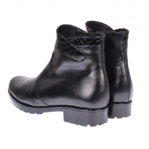 Ghete dama, casual, din piele naturala, cu fermoar, negre, imblanite - B4N - Img 2