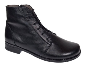 Ghete dama casual din piele naturala cu siret si fermoar NA160 Negru