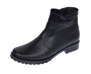 Ghete dama casual din piele naturala imblanite, Negru GD04N - Img 3
