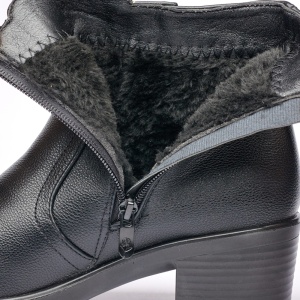 Ghete dama din piele eco cu fermoar imblanite Negru JF-51N - Img 3