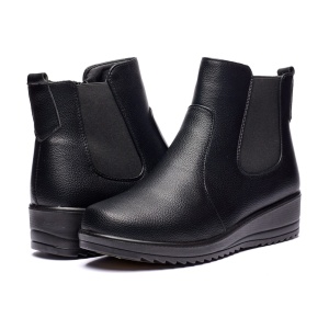 Ghete dama din piele eco cu fermoar imblanite Negru W33-8N - Img 5