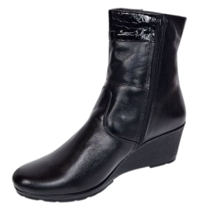 Ghete dama din piele naturala cu fermoar imblanite Negre MVS31N - Img 8