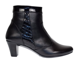 Ghete dama din piele naturala cu fermoar, imblanite, Negru, MV62N