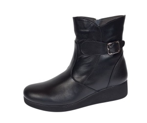 Ghete dama din piele naturala cu fermoar imblanite Orto Negru MVS50ORT - Img 5