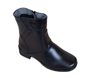 Ghete dama din piele naturala cu fermoar - Model negru imblanit 709N - Img 7