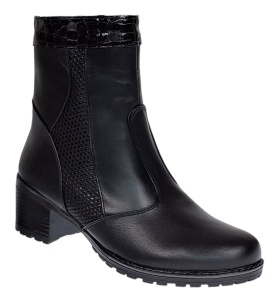 Ghete dama din piele naturala de culoare neagra imblanite Aisha MVS31XN