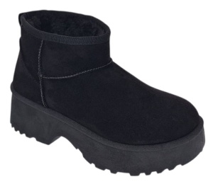 Ghete dama scurte din piele ecologica tip velur imblanite Urban Next Step A89BLK