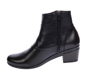 Ghetute dama din piele naturala box, cu fermoar, Toc de 5 cm, NEGRU - MVS63NBOX - Img 3