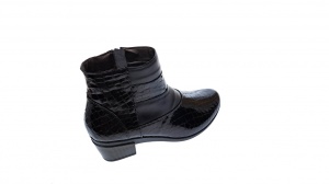 Ghetute dama din piele naturala Croco, cu fermoar, Toc de 5 cm, NEGRU - MVS18CRN - Img 5