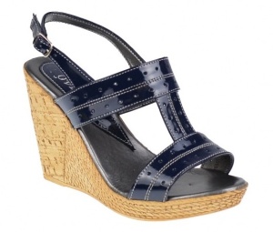 Marimea 36, 38 - Sandale dama din piele naturala platforme de 10 cm bleumarin Lac