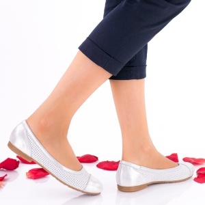 OFERTA marimea 36 - Balerini dama, model casual din piele naturala, argintii - LNA248 - Img 2