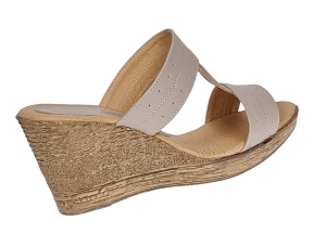OFERTA! marimea 37, 38 - Papuci dama din piele naturala cu platforme de 7cm Bej LPAP300BEJ - Img 6