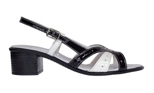Oferta marimea 37 Sandale dama din piele naturala lacuita in doua culori alb negru Sara - Img 5