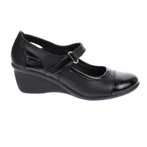 Oferta marimea 39 - Pantofi dama, casual, din piele naturala in combinatie cu piele lac, cu platforme de 5 cm - LP60NLAC - Img 2
