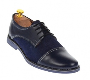 Oferta marimea 40, 44 - pantofi barbati casual din piele naturala bleumarin, L858BLM