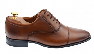 OFERTA MARIMEA 40 - Pantofi barbati eleganti, cu siret, din piele naturala maro coniac - 347CONIAC