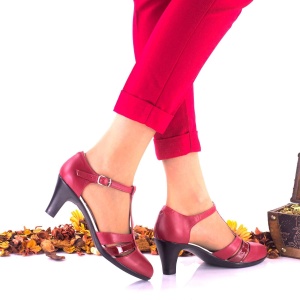 Oferta marimea, 40 - Pantofi dama din piele naturala rosu si piele naturala lacuita toc 7cm - LNA173RPL - Img 2